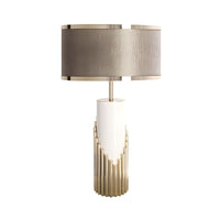 Table Lamp with Fabric Cylinder Shade Modern Gold | Cavrel