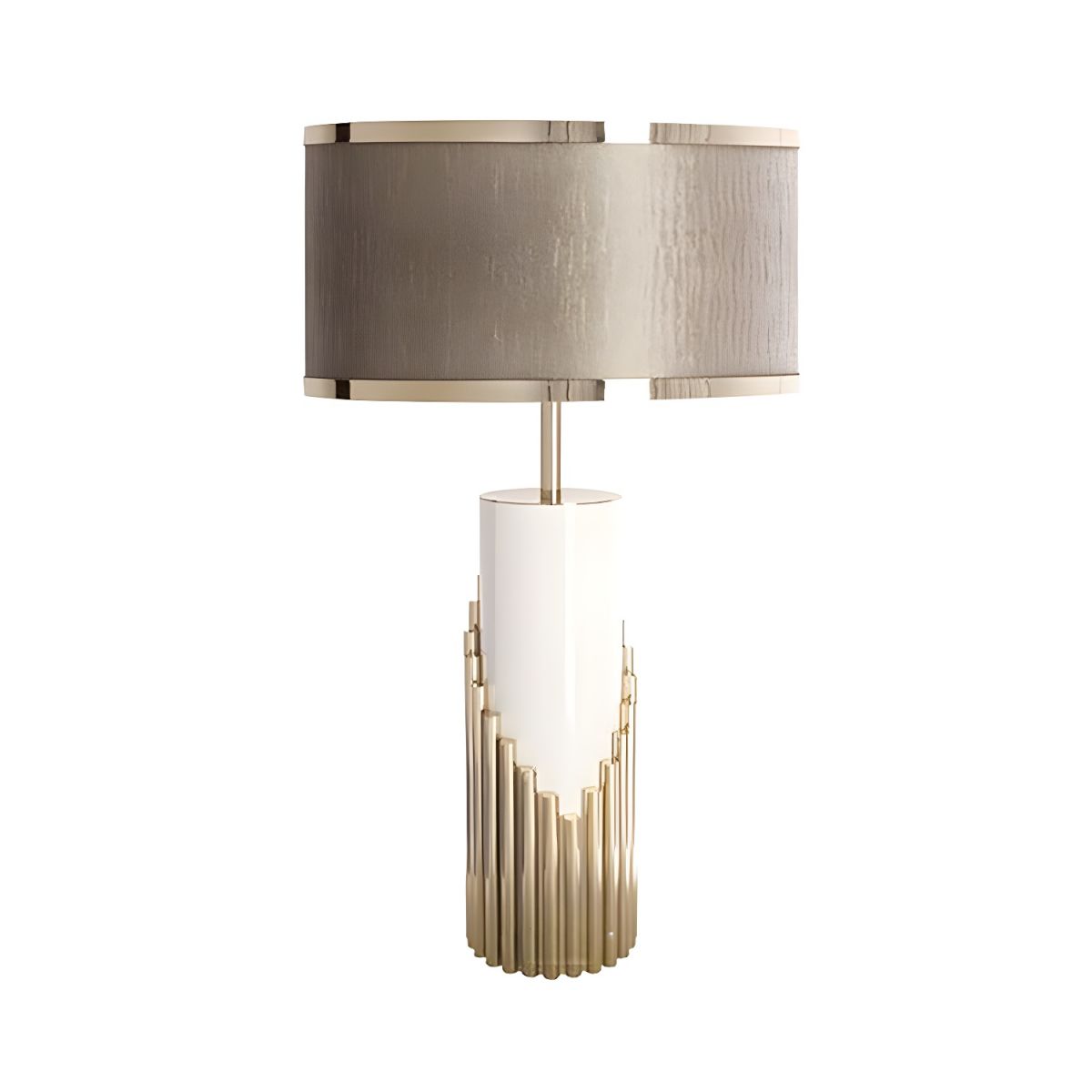 Table Lamp with Fabric Cylinder Shade Modern Gold | Cavrel