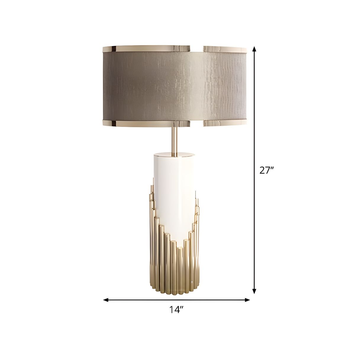 Table Lamp with Fabric Cylinder Shade Modern Gold | Cavrel