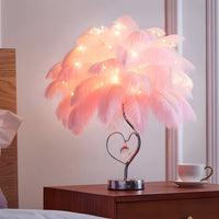 Table Lamp with Feather Shade LED Romantic Style | Kalira