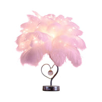 Table Lamp with Feather Shade LED Romantic Style | Kalira