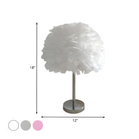 Table Lamp with Feather Shade Modern Bedside | Felira