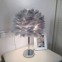 Table Lamp with Feather Shade Modern Bedside | Felira