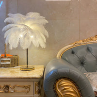 Table Lamp with Feather Shade Modern Design | Mariven