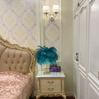 Table Lamp with Feather Shade Modern Design | Mariven