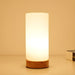 Table Lamp with Glass Cylinder Shade Industrial Wood | Selvion