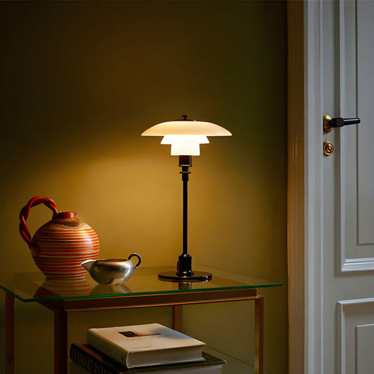 Table Lamp with Glass Shade Modern Metal Finish | Arvion