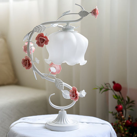 Table Lamp with Glass Shade Shabby Chic Bedside | Halivo