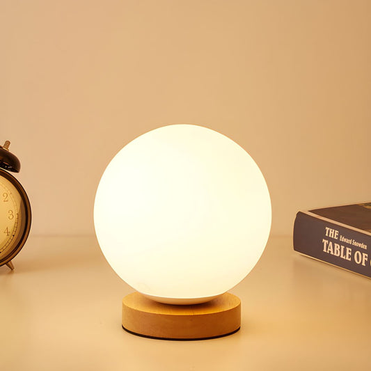 Table Lamp with Globe Glass Modern Wood Accent | Avenor