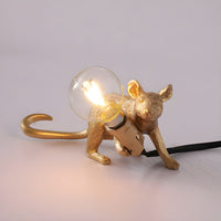 Table Lamp with Gold Resin Mouse Nordic Style | Morilo