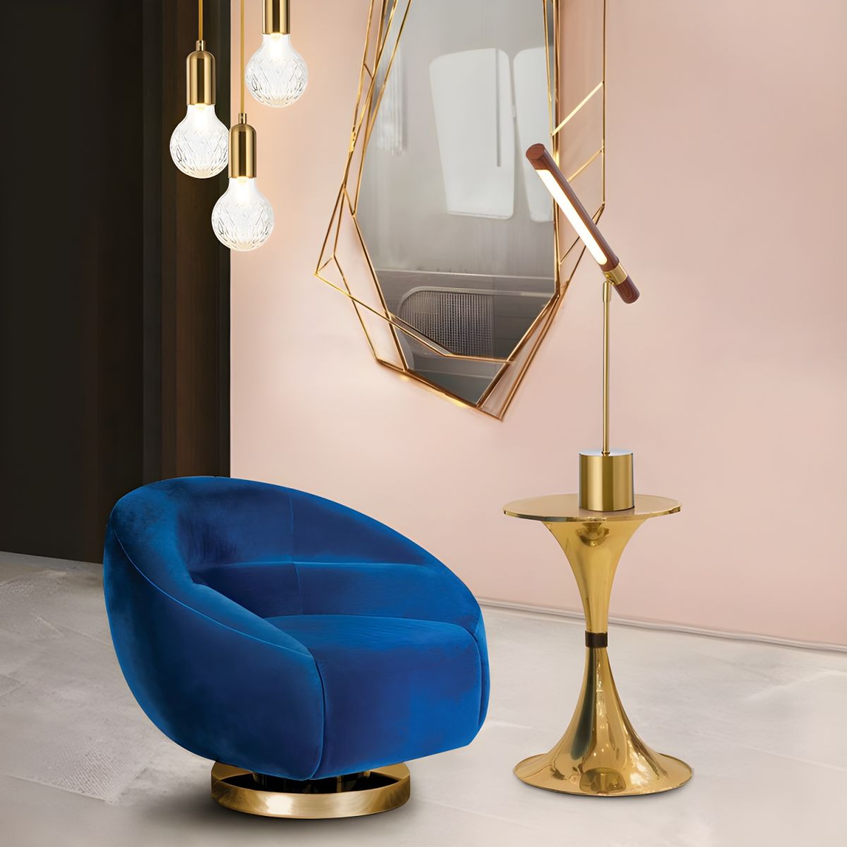 Table Lamp with Golden Finish Modern LED | Velory