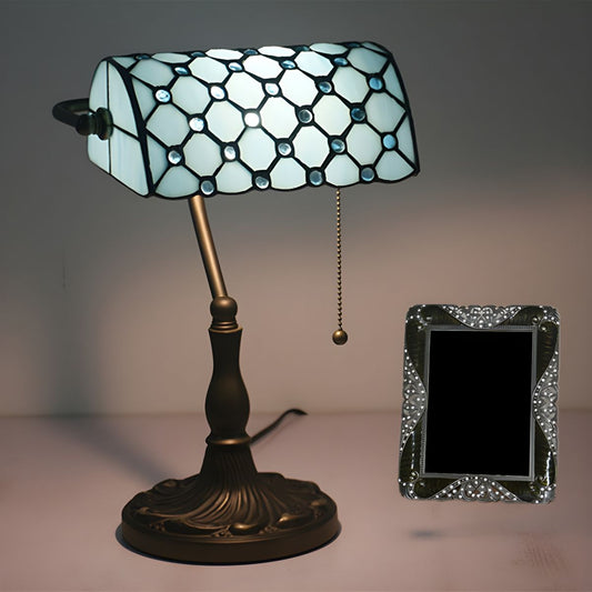 Table Lamp with Gridded Glass Retro Tiffany Style | Marvona