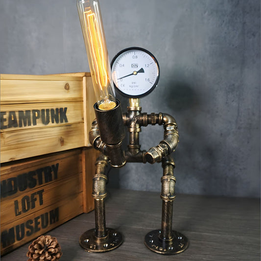 Table Lamp with Metal Bronze Industrial Steampunk Style | Rovikar