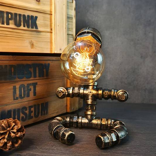 Table Lamp with Metal Frame Industrial Steampunk Style | Robano