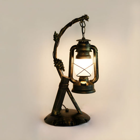 Table Lamp with Opal Glass Lantern Industrial Design | Merivo