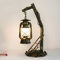 Table Lamp with Opal Glass Lantern Industrial Design | Merivo