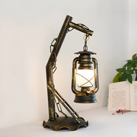 Table Lamp with Opal Glass Lantern Industrial Design | Merivo