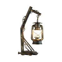 Table Lamp with Opal Glass Lantern Industrial Design | Merivo