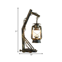 Table Lamp with Opal Glass Lantern Industrial Design | Merivo