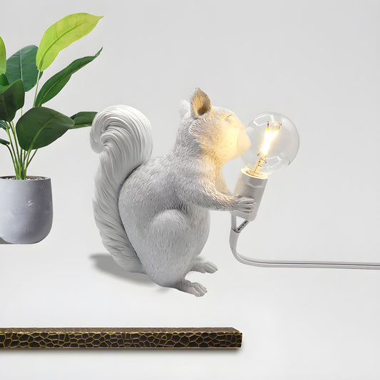Table Lamp with Resin Squirrel Nordic Art Deco Style | Orvilo