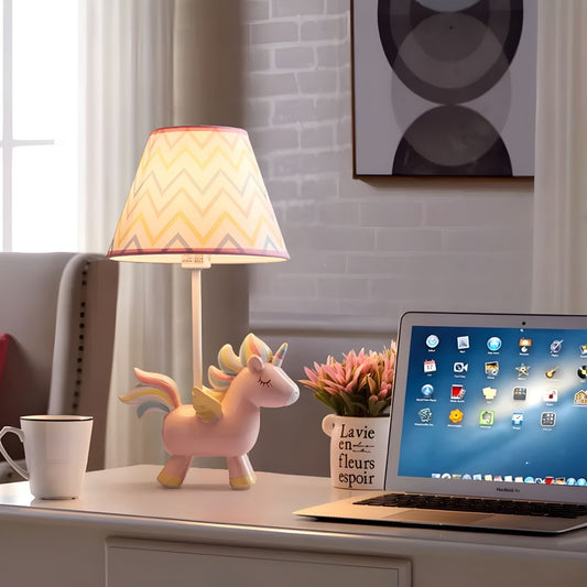 Table Lamp with Resin Unicorn Kids Room | Estrina