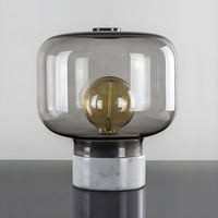 Table Lamp with Smoked Glass Drum Nordic Design | Averin