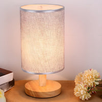 Table Lamp with Solid Wood Base Modern Fabric Shade | Qirvan