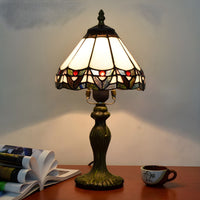Table Lamp with Stained Glass Conical Shade Tiffany Style | Calviro