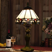 Table Lamp with Stained Glass Conical Shade Tiffany Style | Calviro