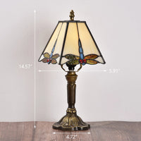 Tiffany Glass Table Lamp Dragonfly Design Cream | Belvora