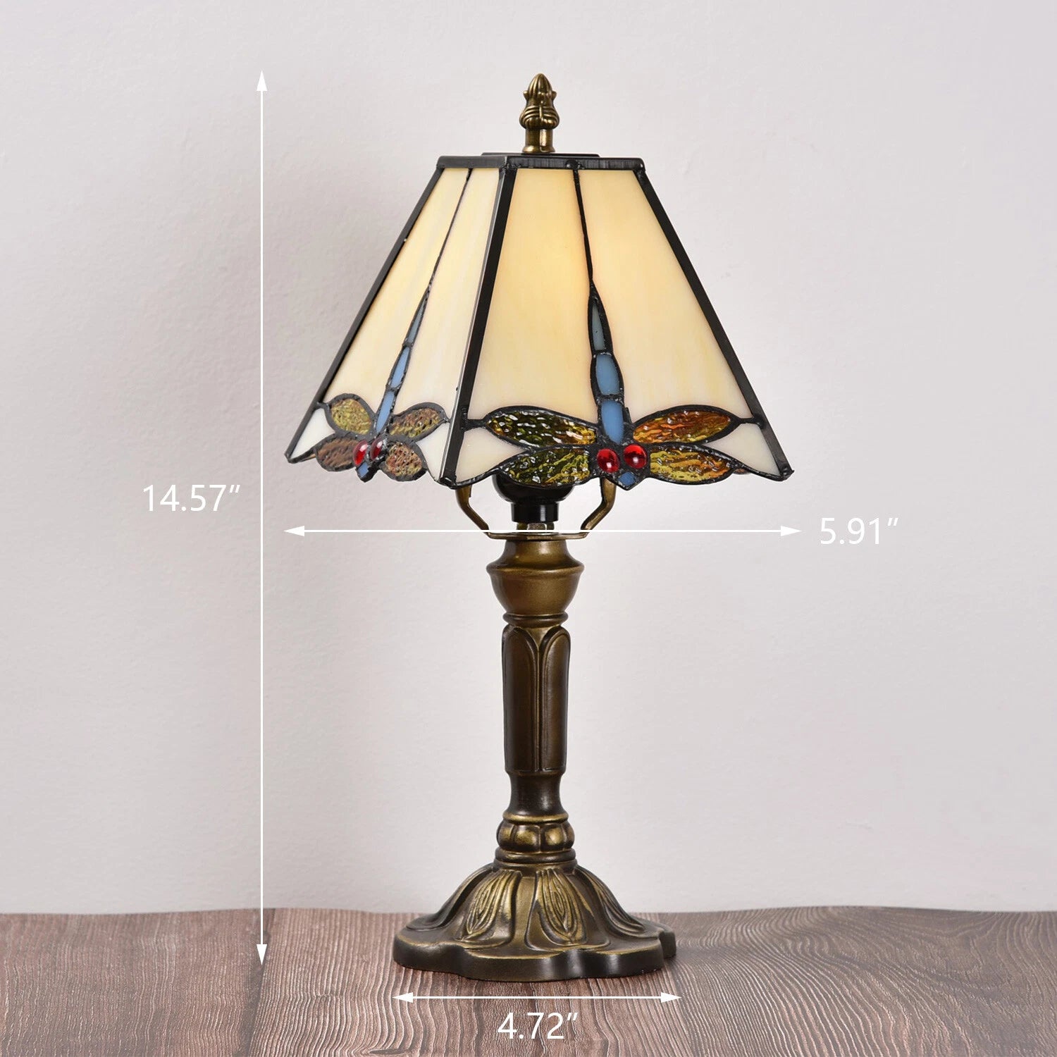 Tiffany Glass Table Lamp Dragonfly Design Cream | Belvora