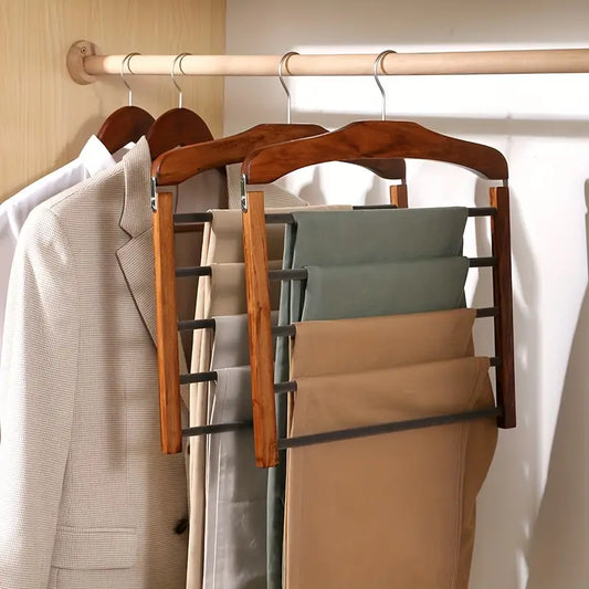 Trouser Rack Wooden Multi Tier for Modern Wardrobes | Oaklena