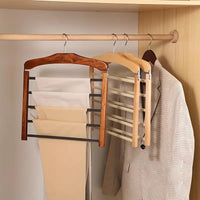 Trouser Rack Wooden Multi Tier for Modern Wardrobes | Oaklena
