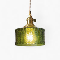 Vintage Glass Ceiling Pendant Light in Brass Finish | Ethereva