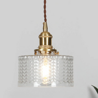 Vintage Glass Ceiling Pendant Light in Brass Finish | Ethereva