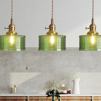 Vintage Glass Ceiling Pendant Light in Brass Finish | Ethereva