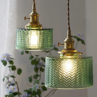 Vintage Glass Ceiling Pendant Light in Brass Finish | Ethereva