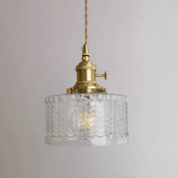 Vintage Glass Ceiling Pendant Light in Brass Finish | Ethereva