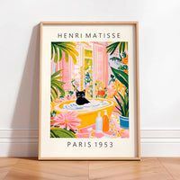 Wall Art Cat in Tropical Bathroom Series Canvas | Felvoro