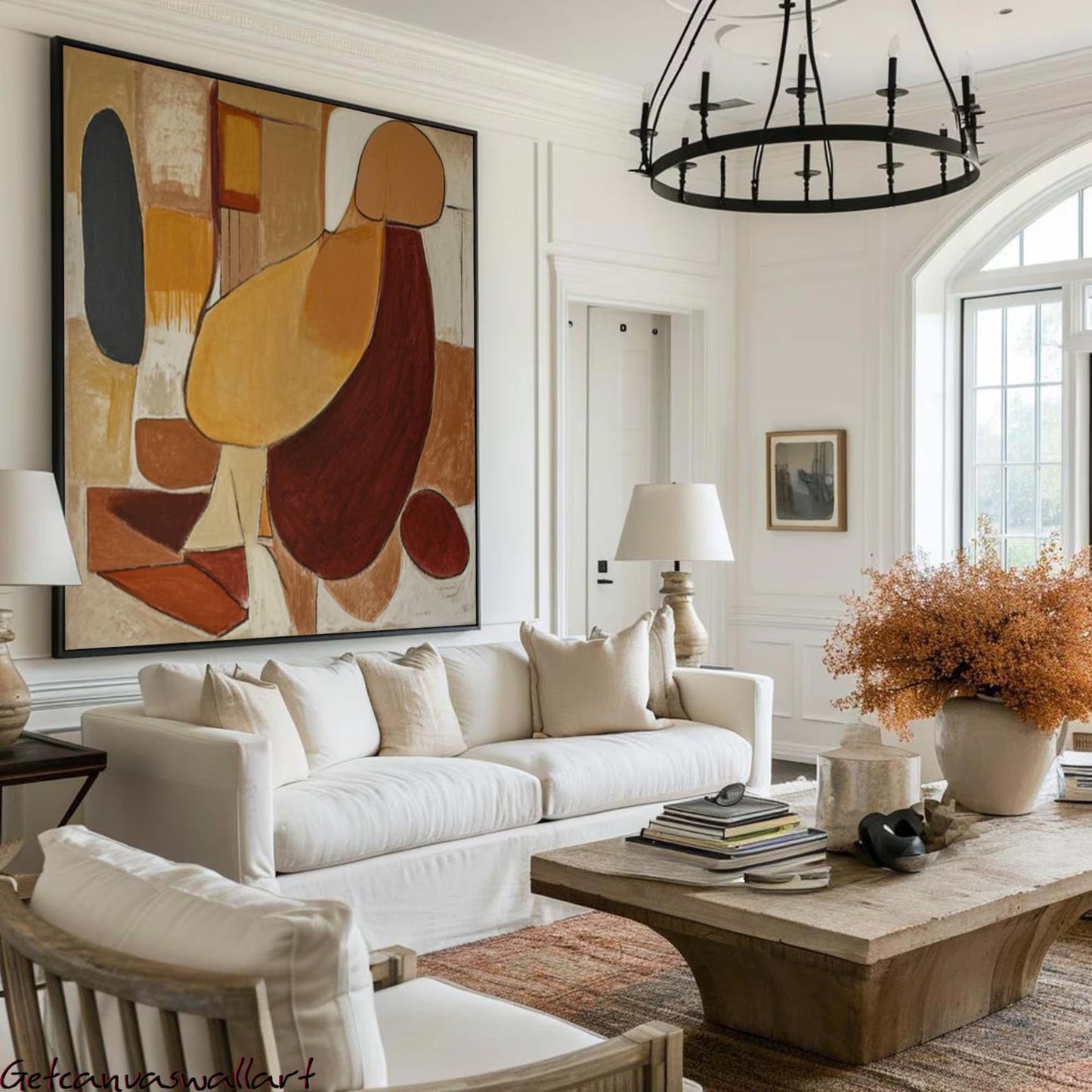 Wall Art Hand Painted Canvas in Earthy Tones | Terrosa