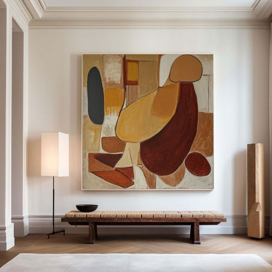 Wall Art Hand Painted Canvas in Earthy Tones | Terrosa