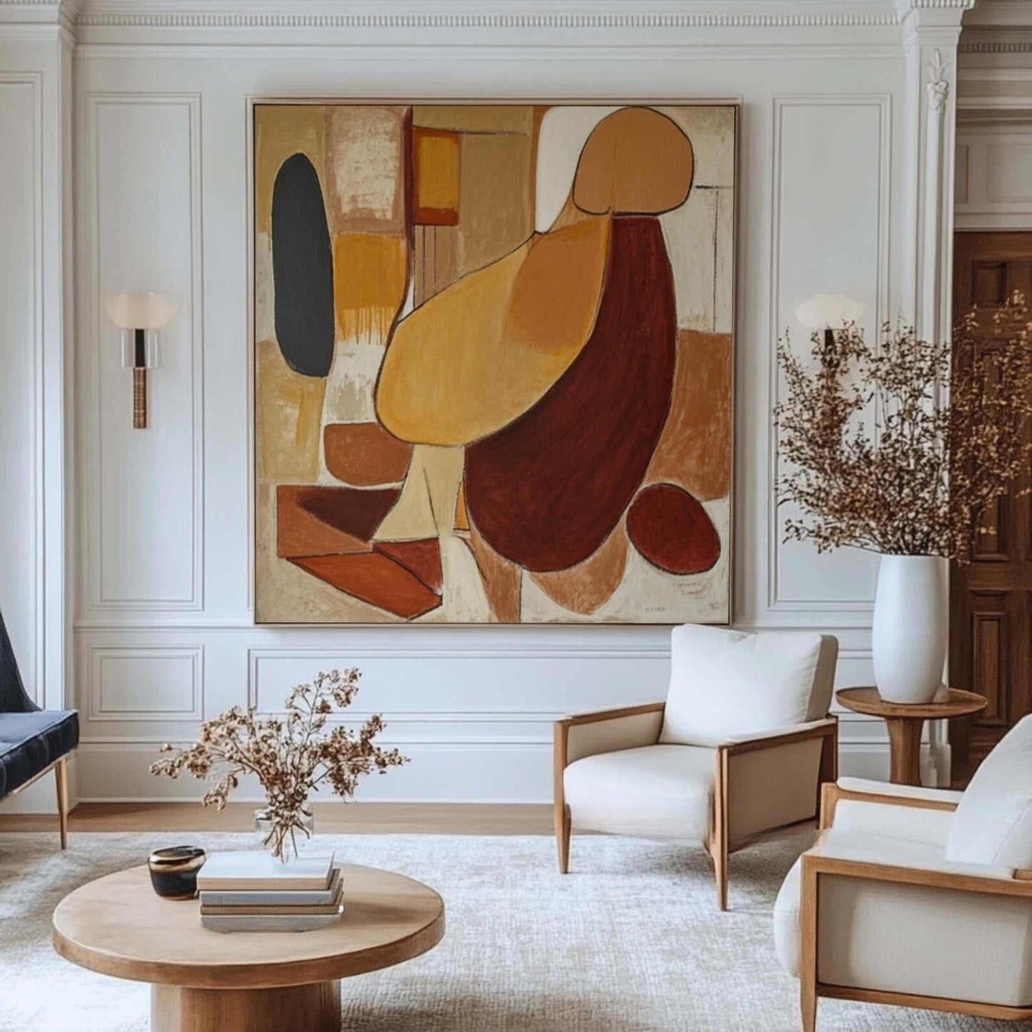 Wall Art Hand Painted Canvas in Earthy Tones | Terrosa