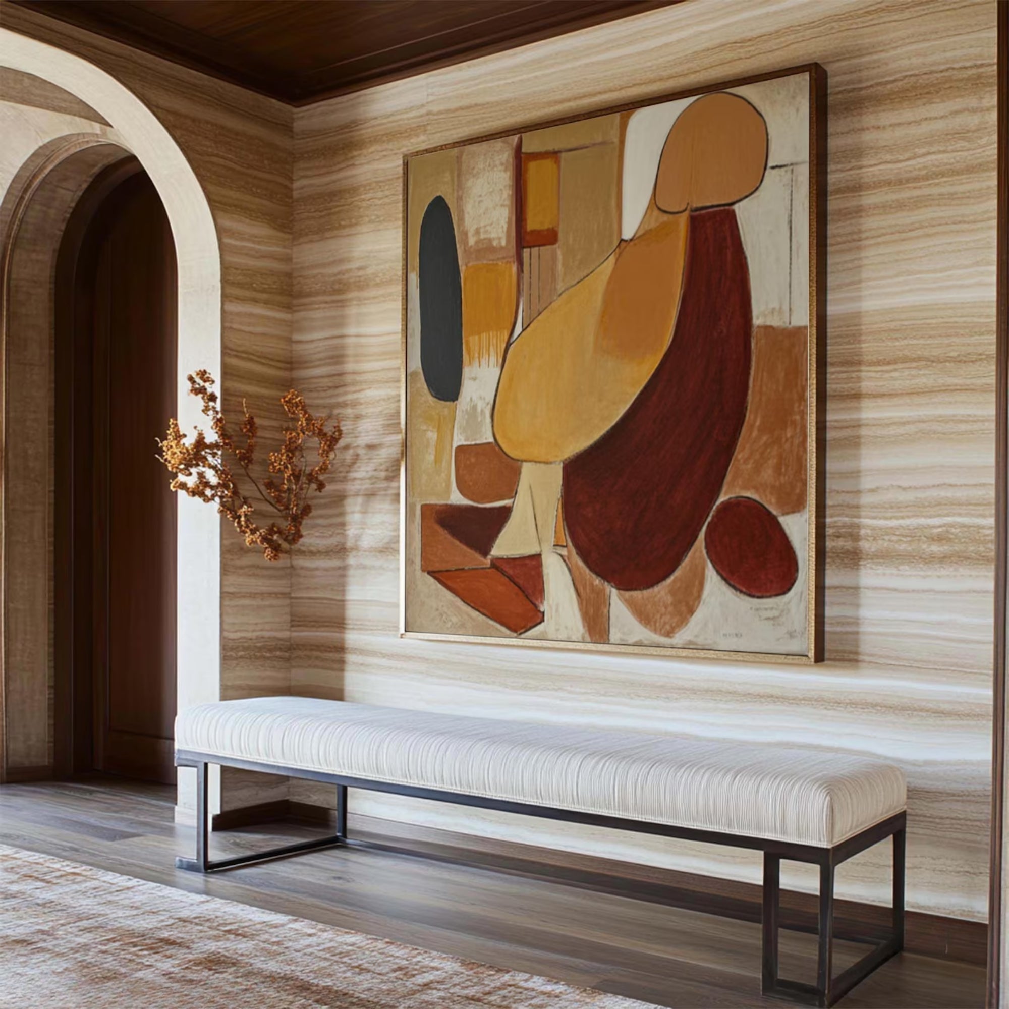 Wall Art Hand Painted Canvas in Earthy Tones | Terrosa