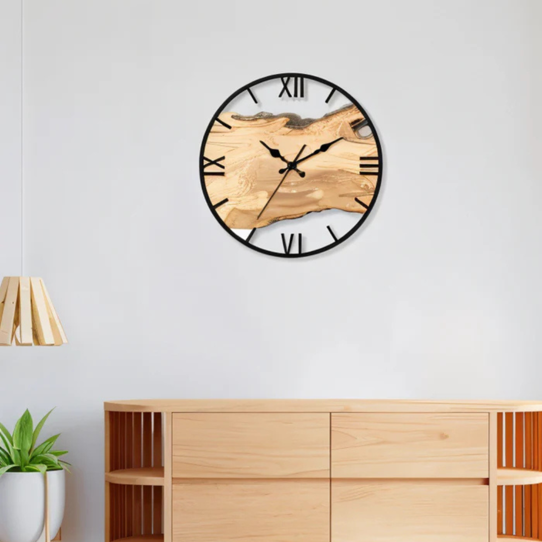 Wall Clock Large Black with Minimalist Design | Borelli