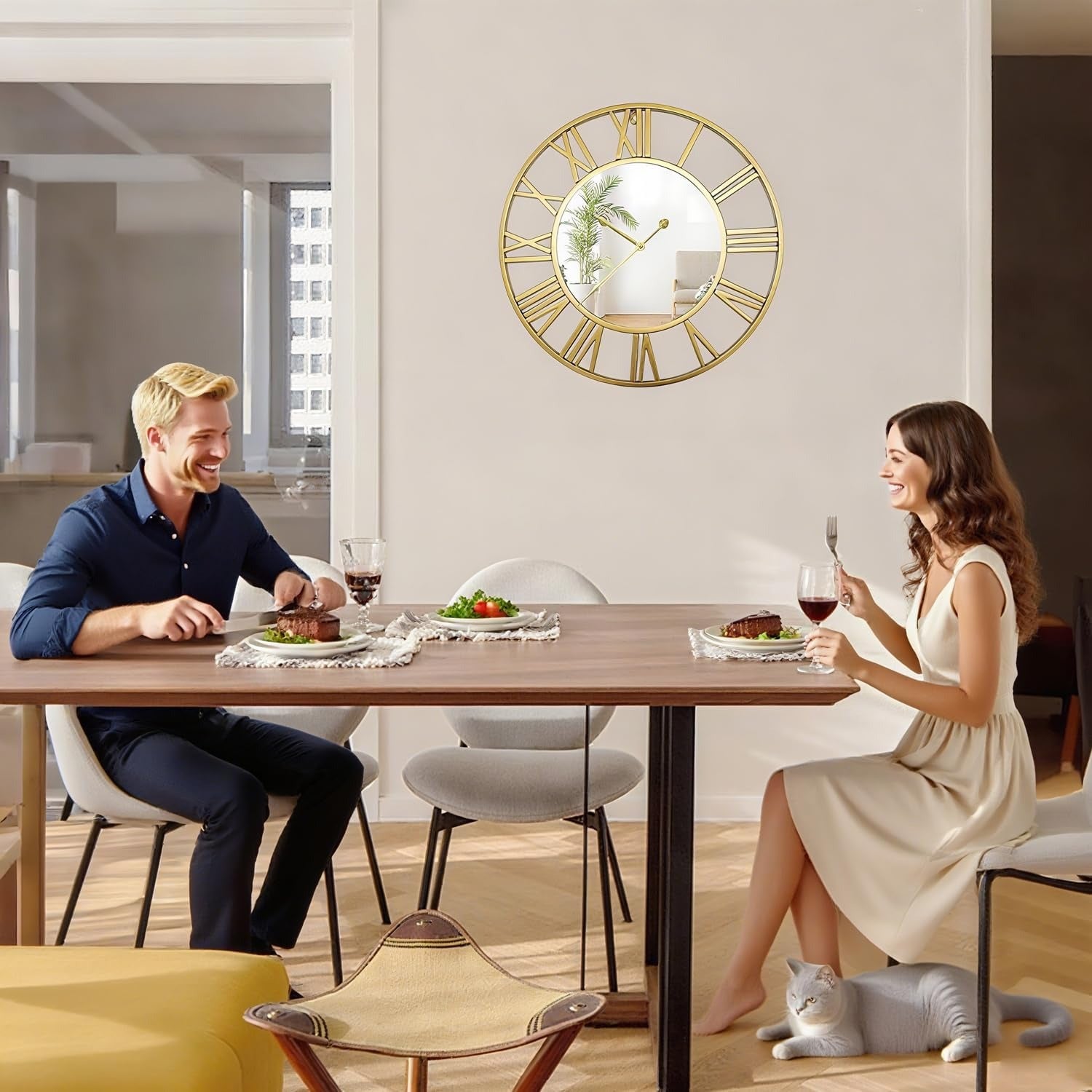 Wall Clock Mirror Metal with Industrial Design | Brivico