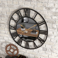 Wall Clock Mirror Metal with Industrial Design | Brivico