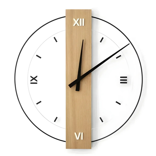 Wall Clock Scandinavian Wooden Design Living Room | Rivora