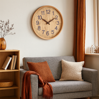 Wall Clock Wooden Finish Modern Living Room | Molivo