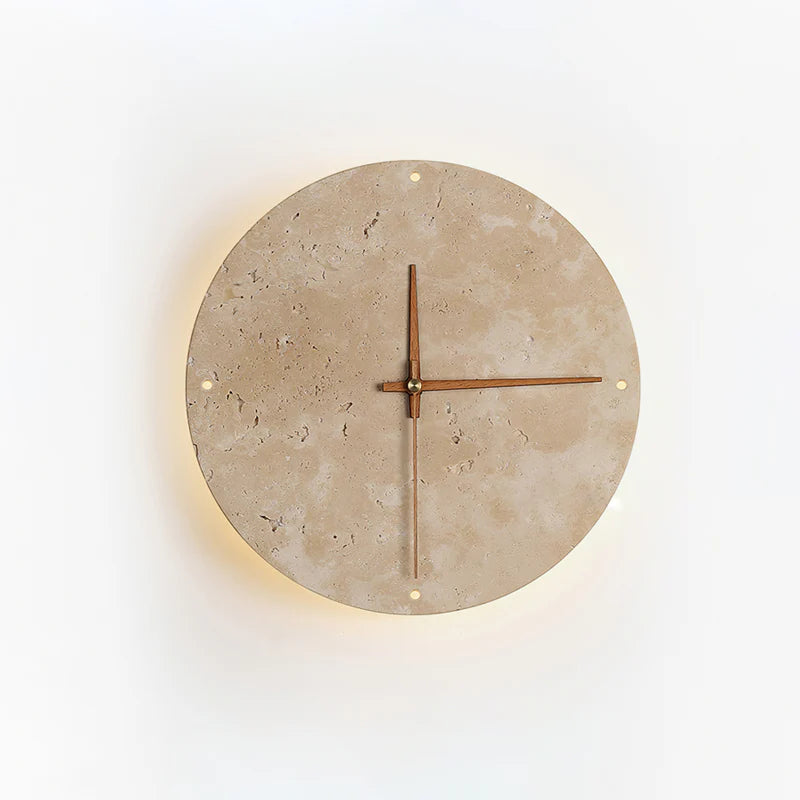 Wall Clock with Light Travertine Scandinavian Interior | Praviko