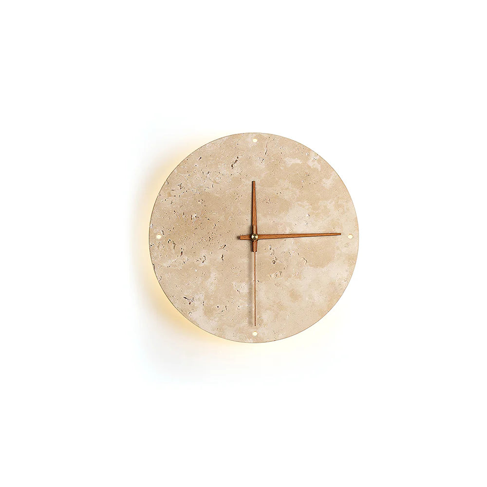 Wall Clock with Light Travertine Scandinavian Interior | Praviko